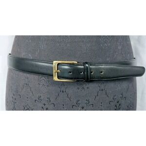 Tom‎ James Trafalgar Cortina Black Leather Belt Sz 36" Brass Frame Buckle Baltic
